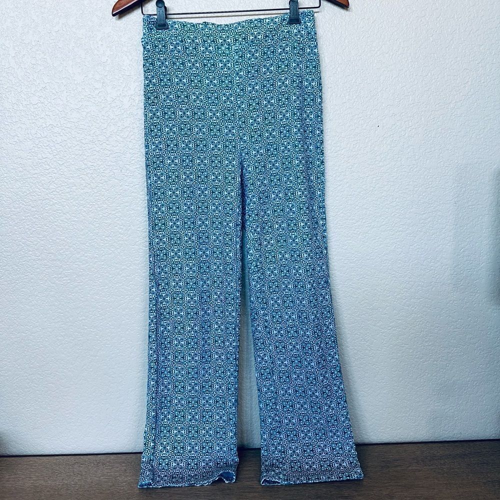 O’Neill Blue Textured Flowy Summer Palazzo Pants XS